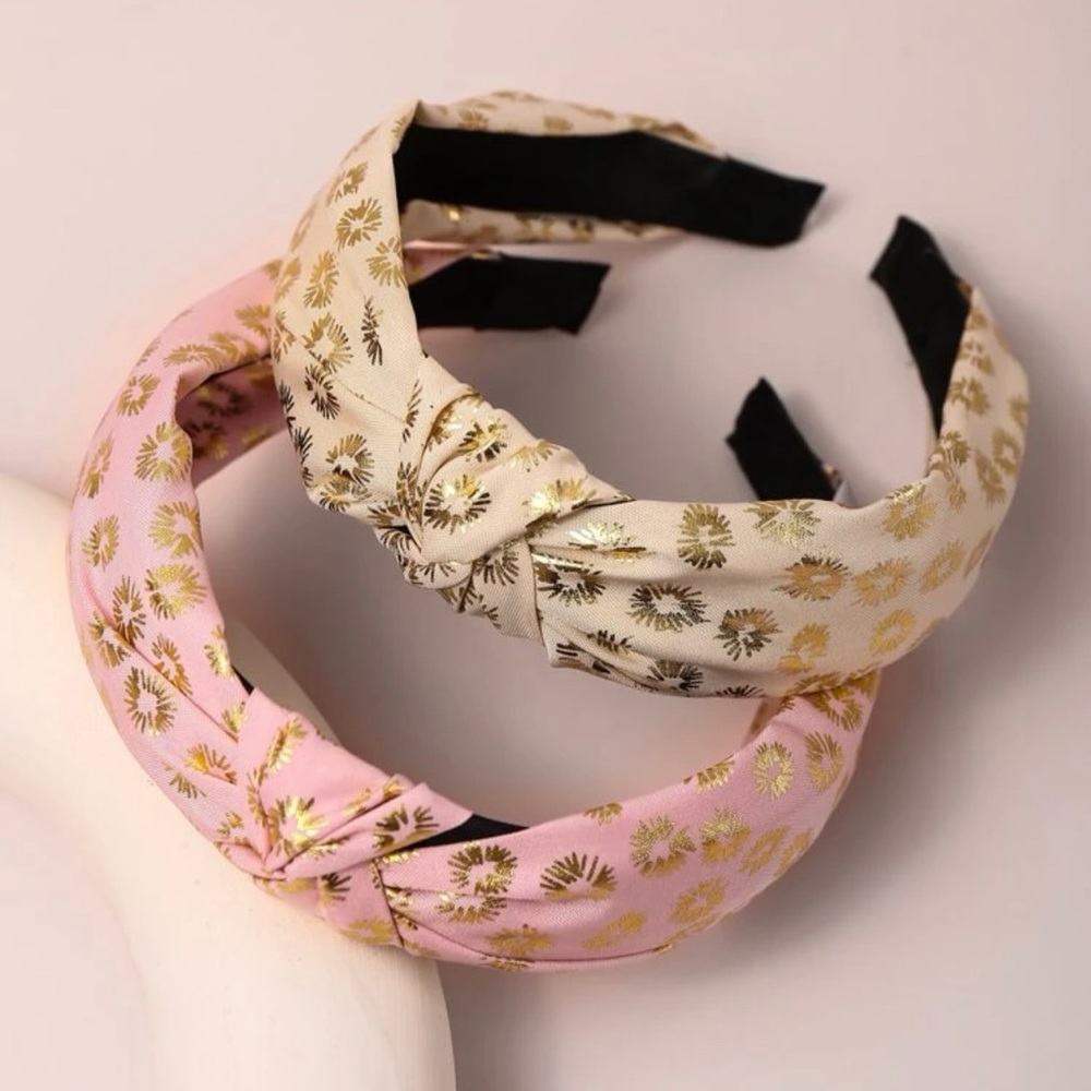 Pair of Gold Foil Flower Detail Knot Headband